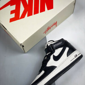 Stussy x Nike Air Force 1 Mid White Black DJ7840-002 For Sale