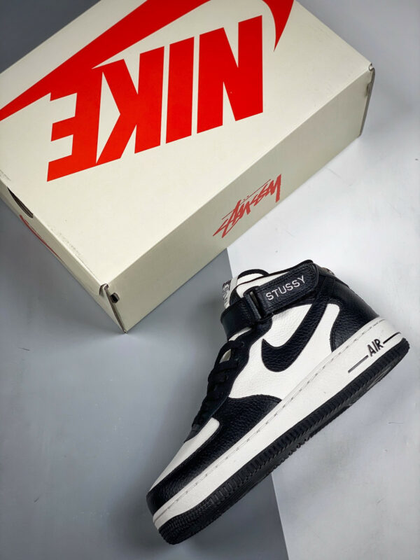 Stussy x Nike Air Force 1 Mid White Black DJ7840-002 For Sale