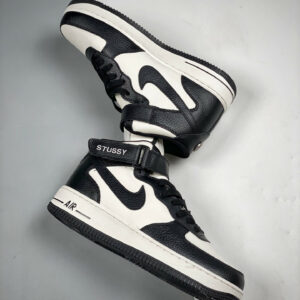 Stussy x Nike Air Force 1 Mid White Black DJ7840-002 For Sale