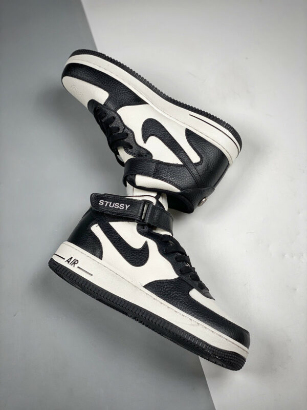 Stussy x Nike Air Force 1 Mid White Black DJ7840-002 For Sale