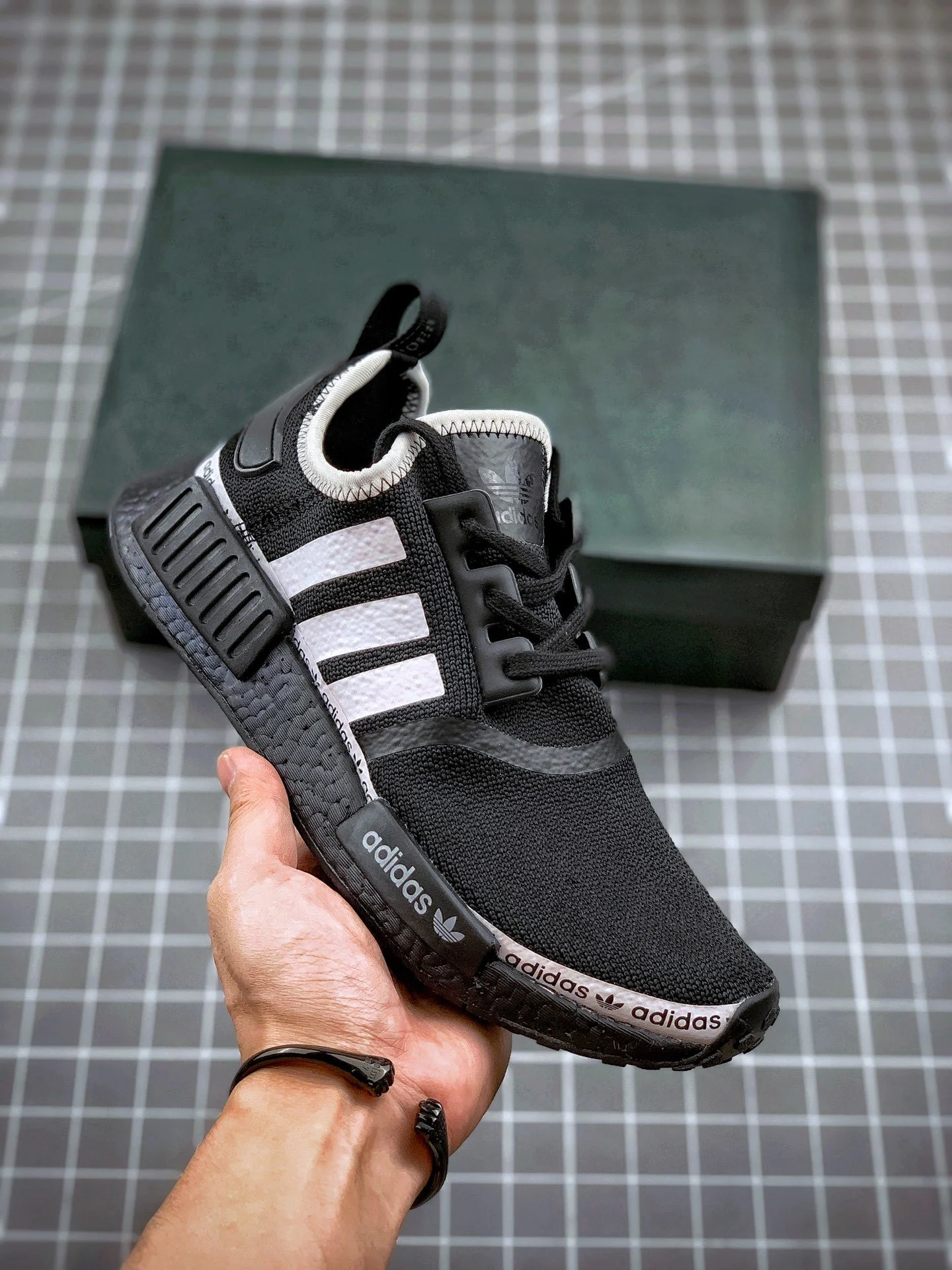 Adidas NMD R1 Logo Strip Core Black FV8729 For Sale