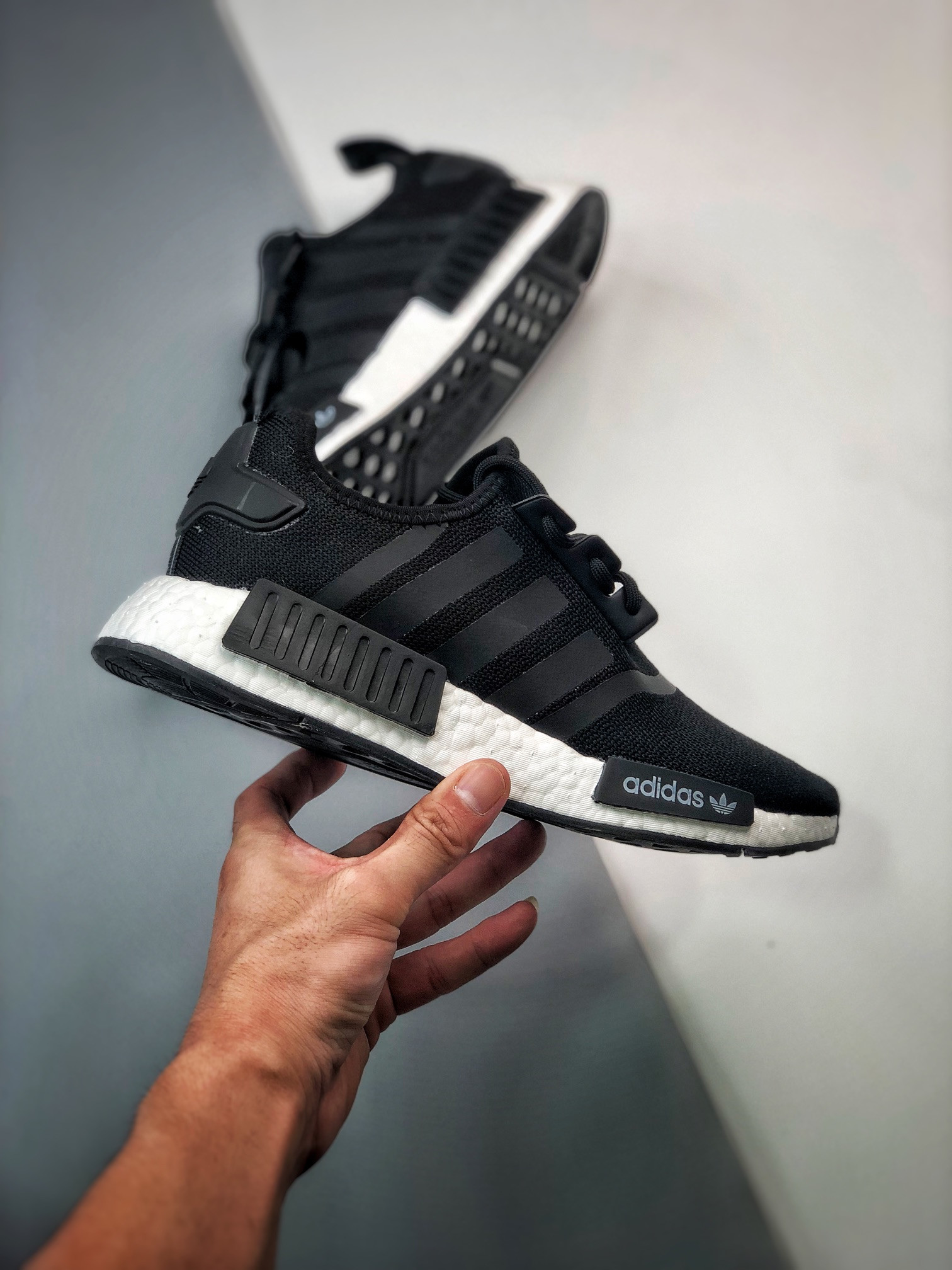 Adidas NMD R1 Refined Shoes Core Black Cloud White For Sale