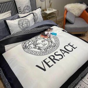 Versace Logo Brand Bedding Set Bedspread Home Decor Luxury Bedroom