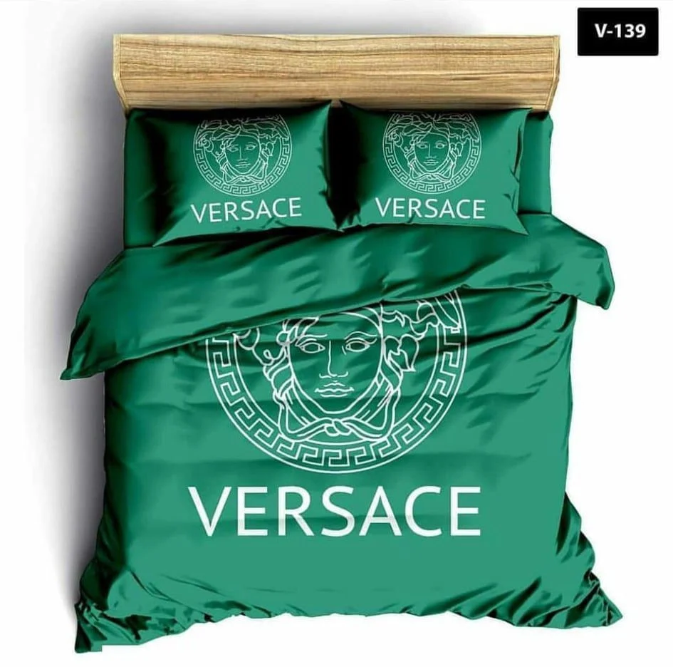 Versace Green Logo Brand Bedding Set Bedspread Home Decor Bedroom Luxury