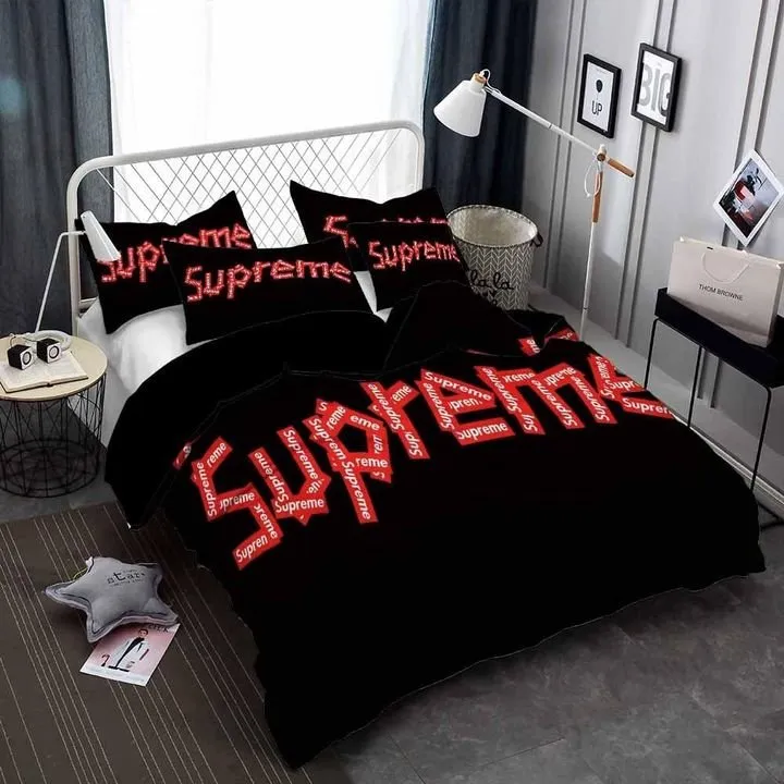 Supreme Logo Brand Bedding Set Luxury Bedroom Bedspread Home Decor