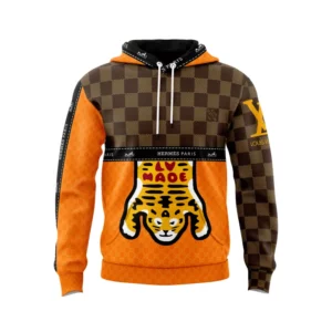 Louis Vuitton Hermes Paris Tiger Orange Brown Type 527 Luxury Hoodie Outfit Fashion Brand