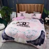 Chanel Beautiful Flowers Logo Brand Bedding Set Bedspread Bedroom Luxury Home Decor