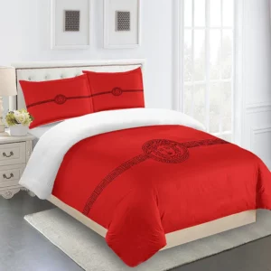 Versace Medusa Red Logo Brand Bedding Set Luxury Bedroom Home Decor Bedspread