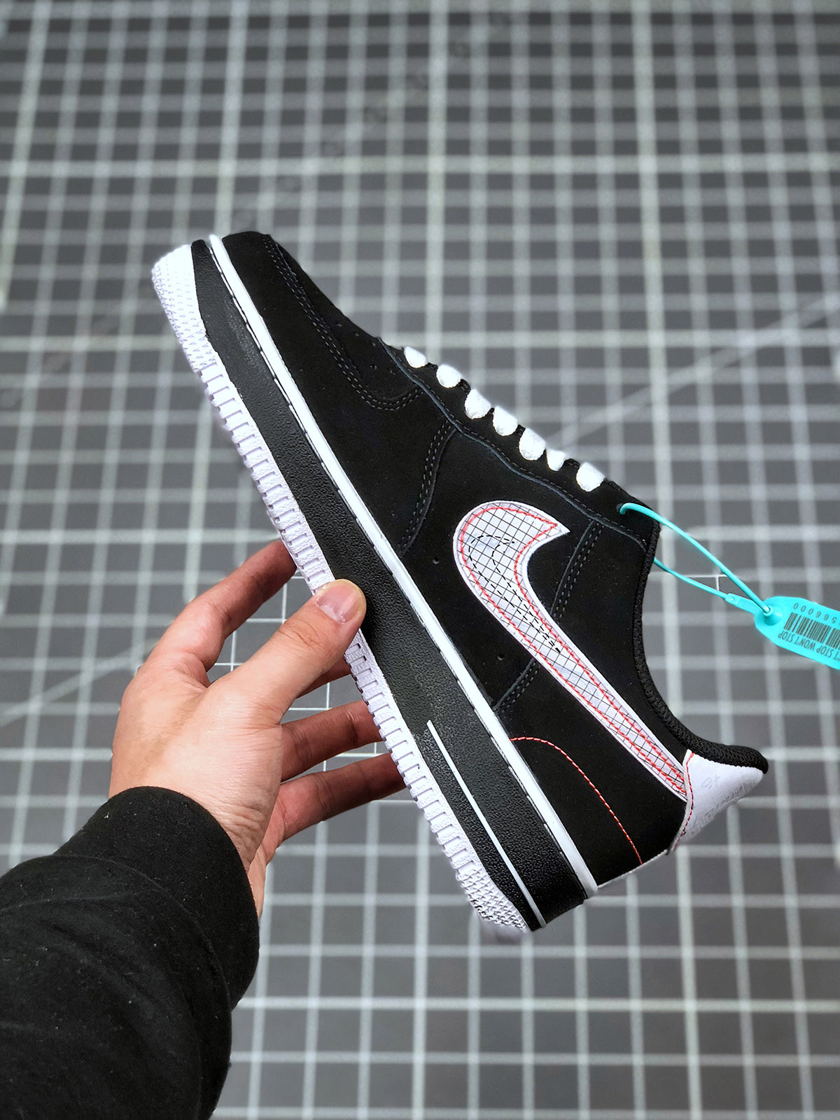 Nike Air Force 1 Low Black White-Bright Crimson-Green Strike For Sale