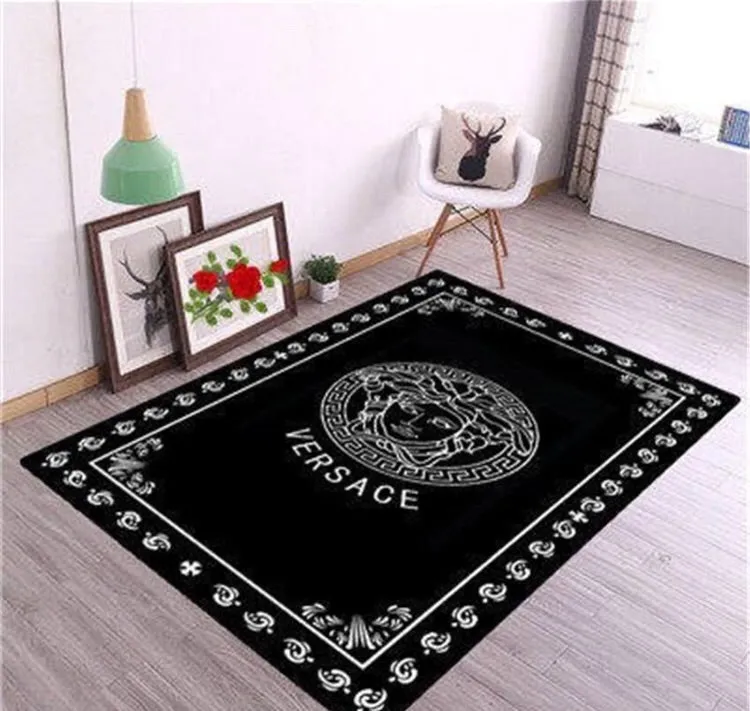 Gianni versace black Rectangle Rug Home Decor Area Carpet Door Mat Luxury Fashion Brand