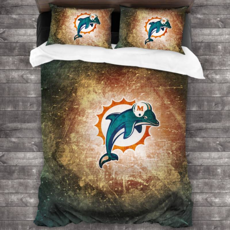 Miami Dolphins Logo Type 550 Bedding Sets Sporty Bedroom Home Decor