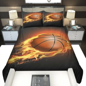 Flaming Basketball Logo Type 1188 Bedding Sets Sporty Bedroom Home Decor