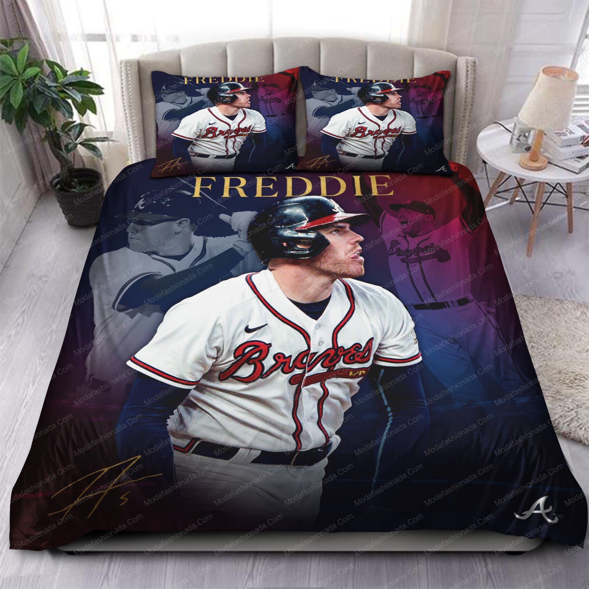 Memory Freddie Freeman Atlanta Braves Mlb 45 Logo Type 1417 Bedding Sets Sporty Bedroom Home Decor