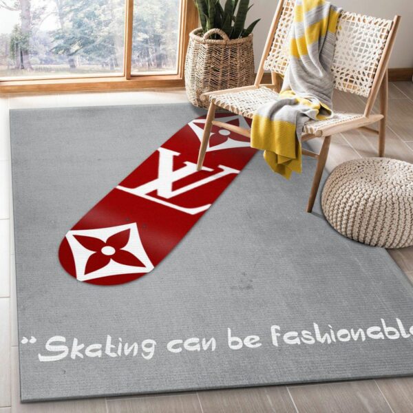 Louis Vuitton Skateboard Area Christmas Luxury Fashion Brand Rug Door Mat Home Decor Area Carpet