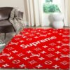 Louis Vuitton Supreme Area Red Luxury Fashion Brand Rug Door Mat Area Carpet Home Decor