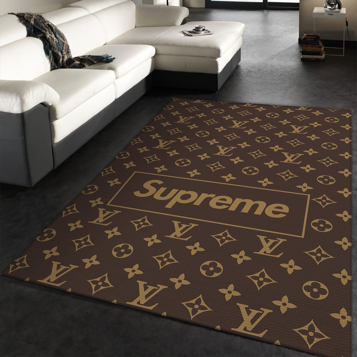 Lv And Supreme Area Luxury Fashion Brand Rug Area Carpet Home Decor Door Mat