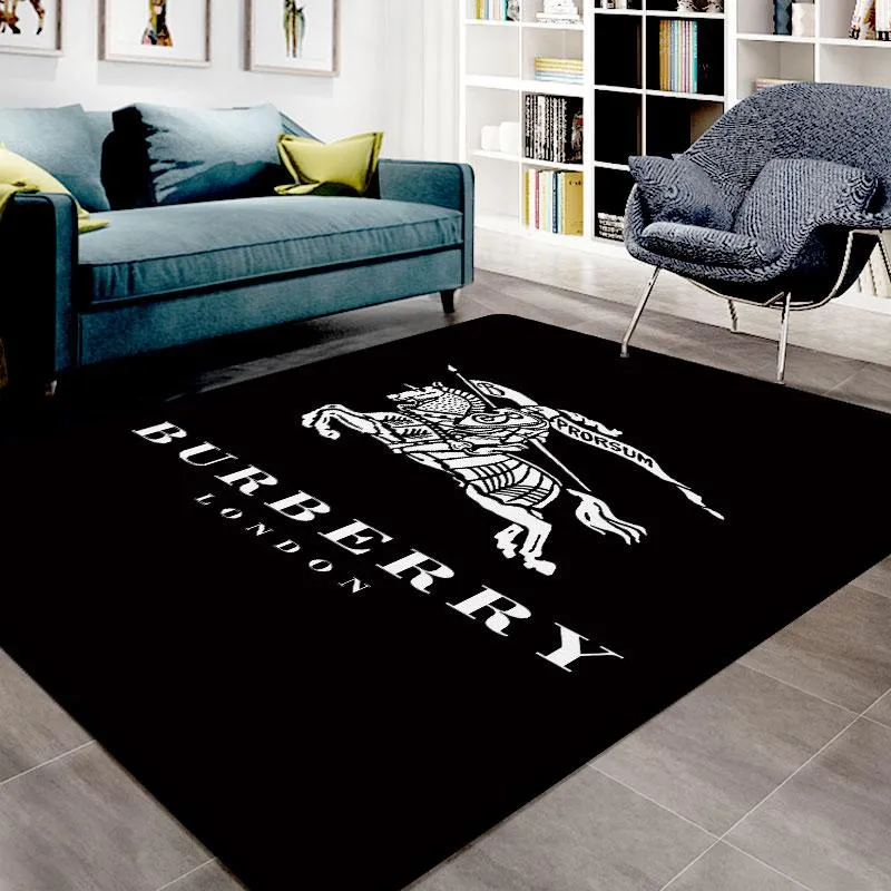 Burberry Black Mat Luxury Fashion Brand Rug Area Carpet Home Decor Door Mat