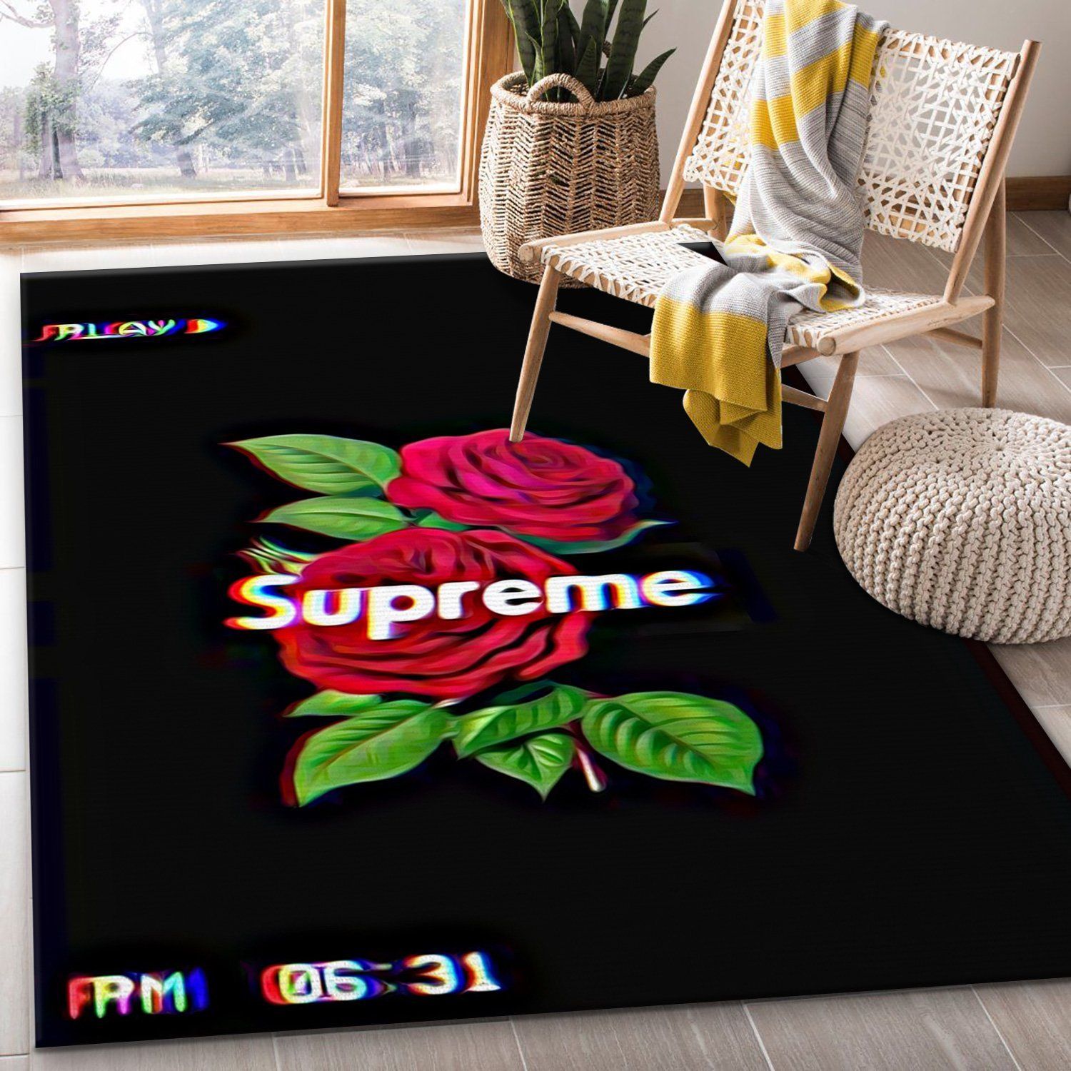 Supreme Rose V Area Bed Luxury Fashion Brand Rug Home Decor Door Mat Area Carpet