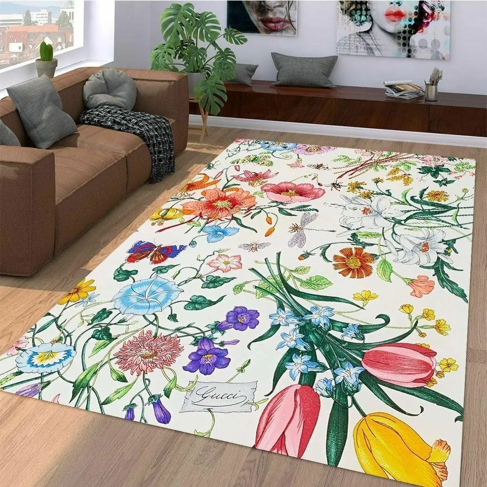 Gucci Flower Luxury Fashion Brand Rug Door Mat Area Carpet Home Decor