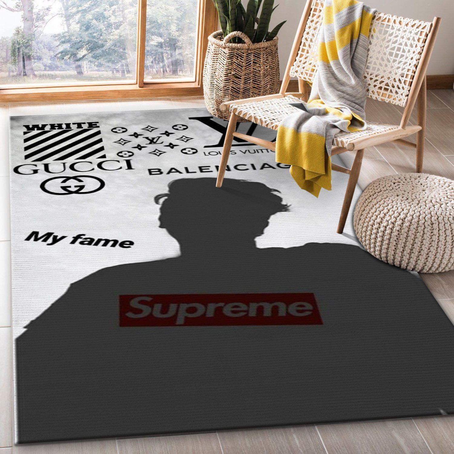 Balenciaga Ft Louis Vuitton Luxury Fashion Brand Rug Door Mat Home Decor Area Carpet