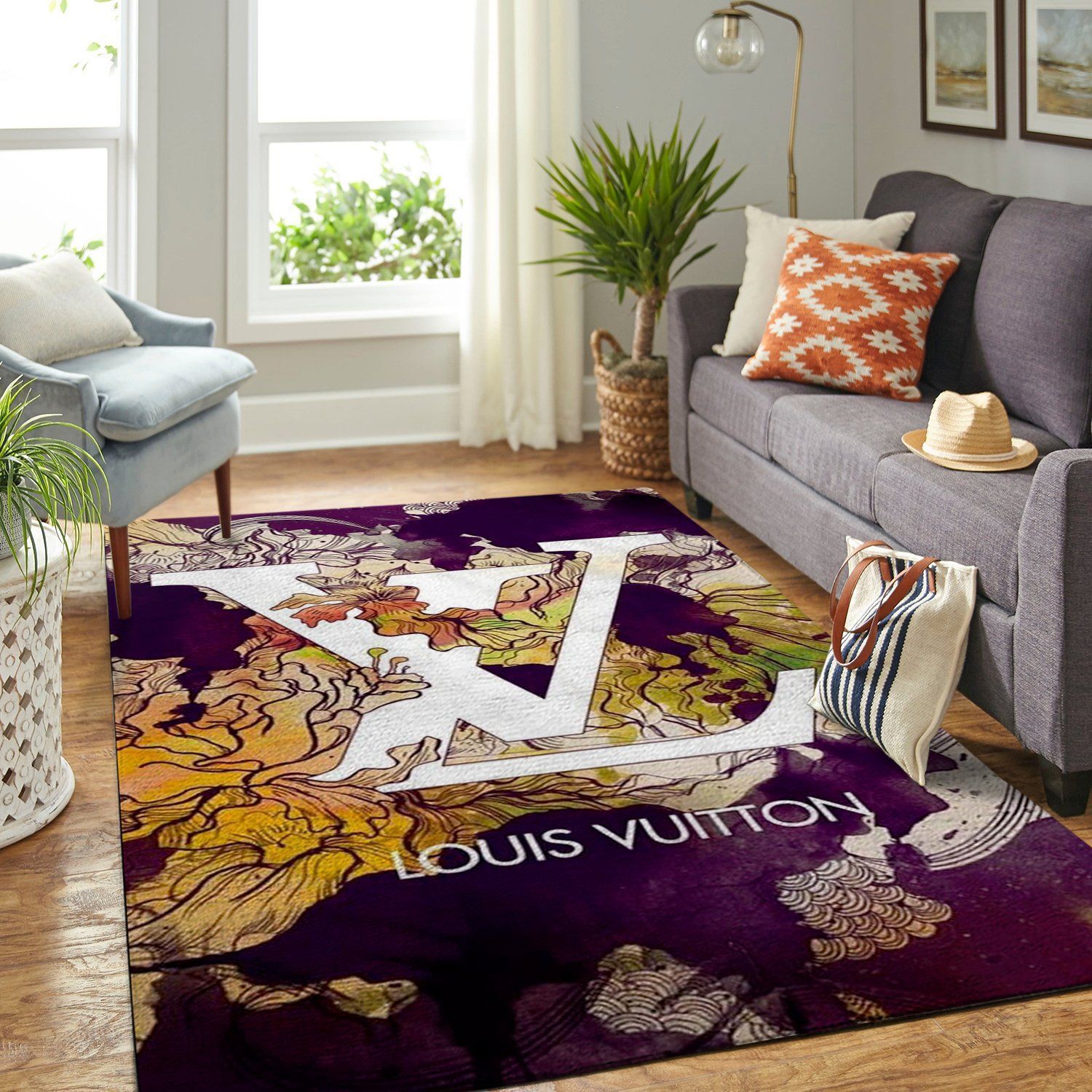 Louis Vuitton Area Luxury Fashion Brand Rug Area Carpet Home Decor Door Mat