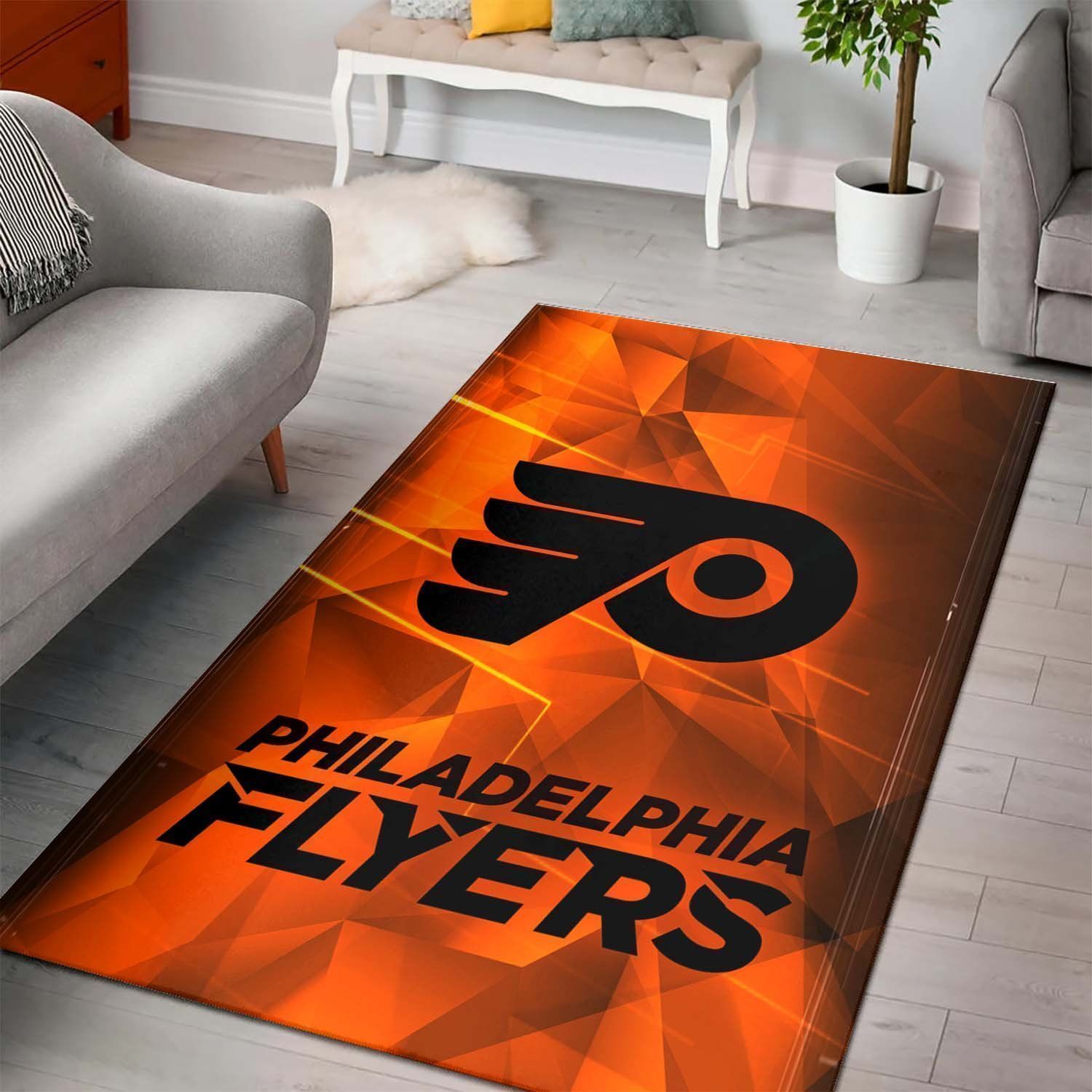 Philadelphia Flyers Nhl Ice Hockey Team Logo Type 7096 Rug Living Room Area Carpet Home Decor