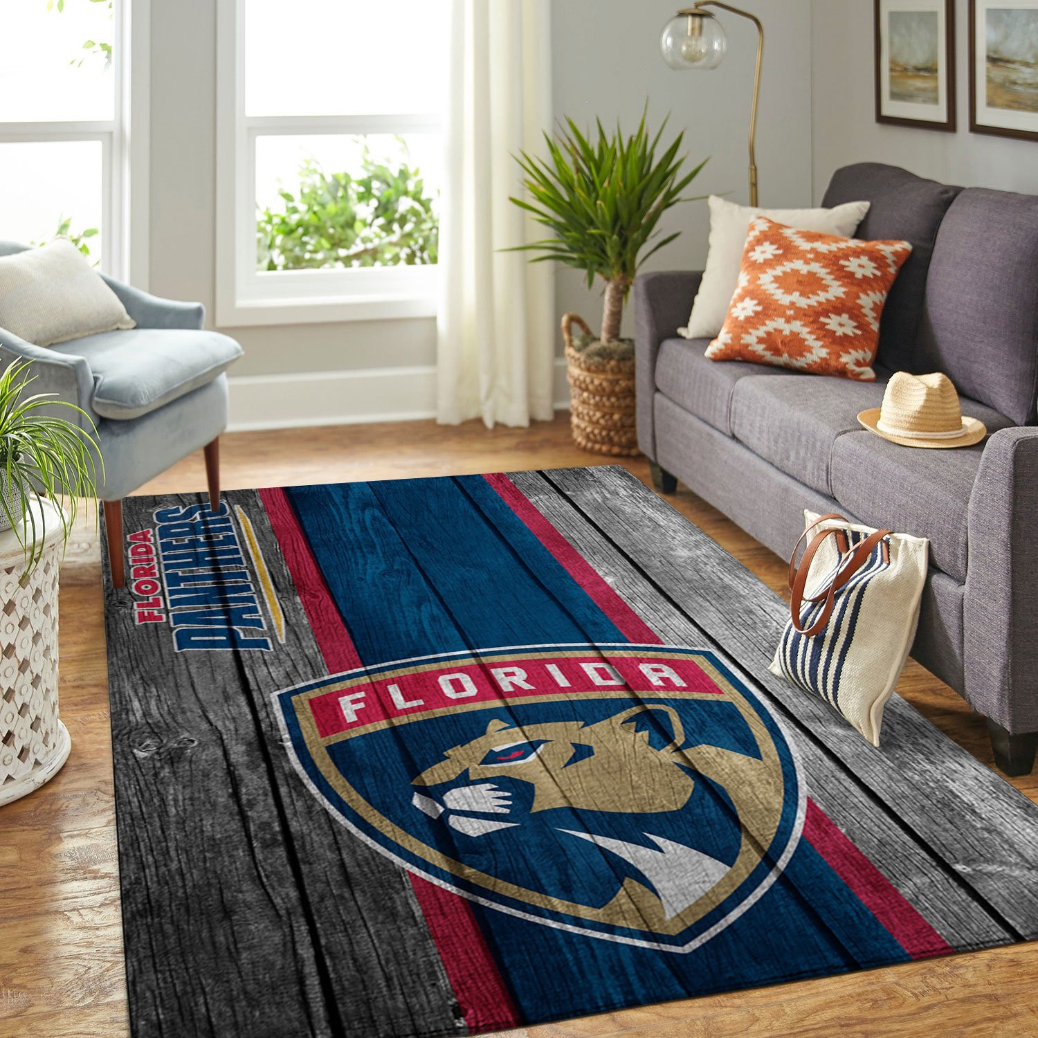 Florida Panthers Nhl Team Logo Wooden Type 7181 Rug Living Room Home Decor Area Carpet