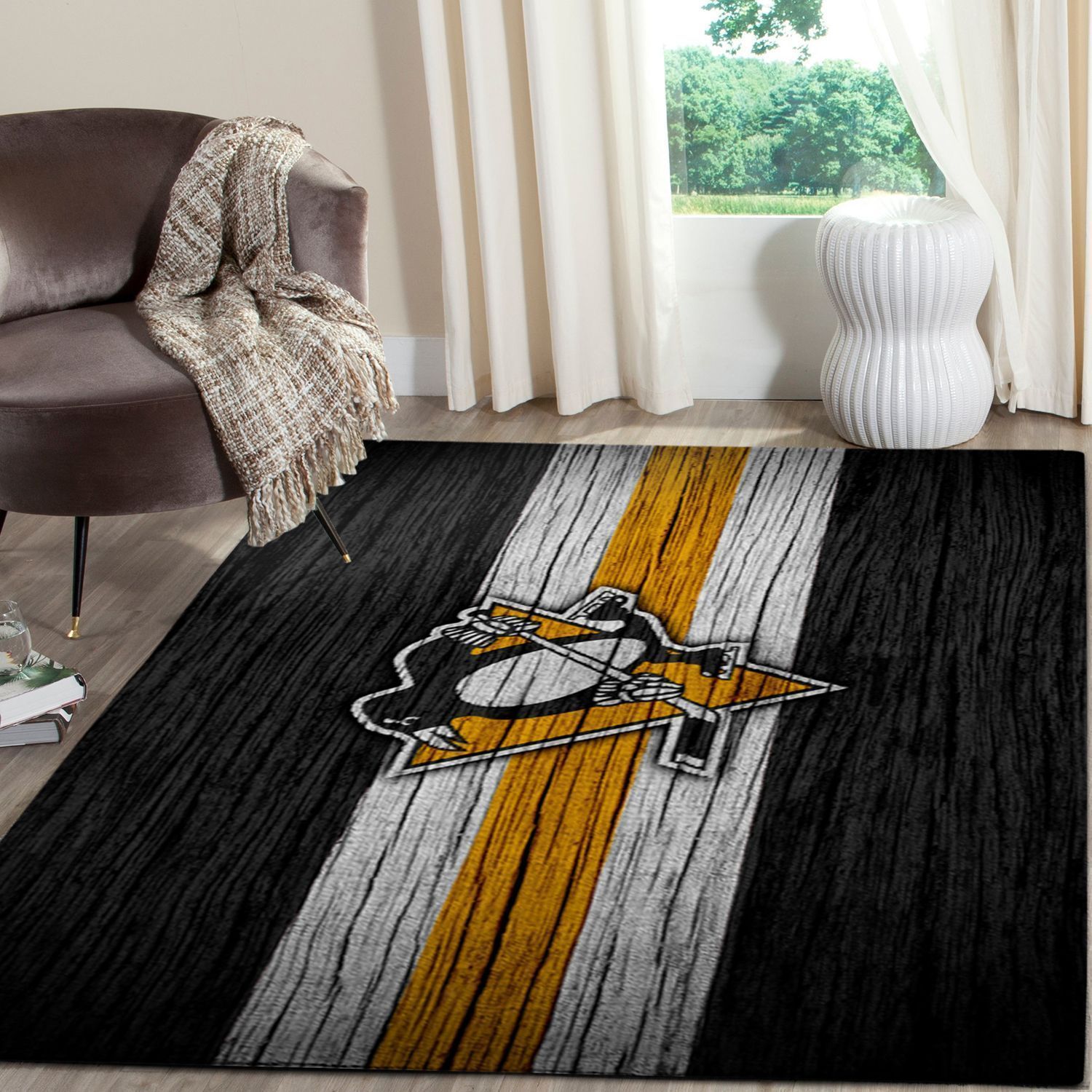 Pittsburgh Penguins Logo Nhl Fn Hockeys Custom Type 7196 Rug Area Carpet Living Room Home Decor