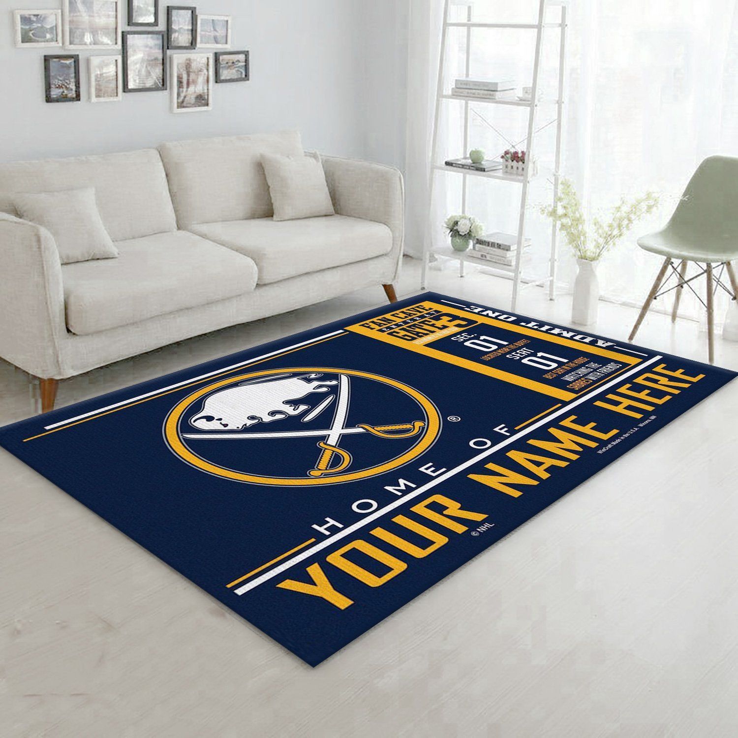 Customizable Buffalo Sabres Wincraft Personalized Nhl Type 7665 Rug Area Carpet Living Room Home Decor