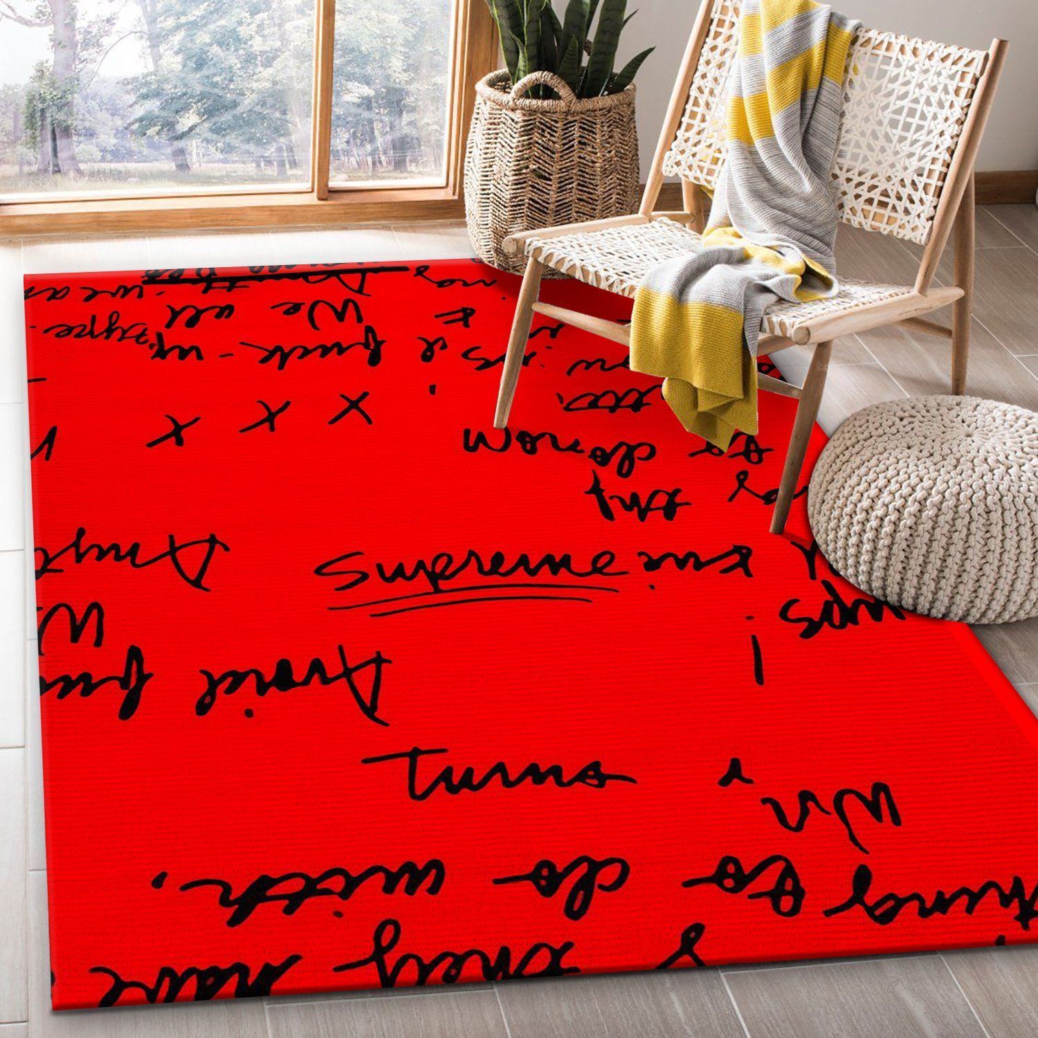 Supreme Red Christmas Luxury Fashion Brand Rug Area Carpet Door Mat Home Decor