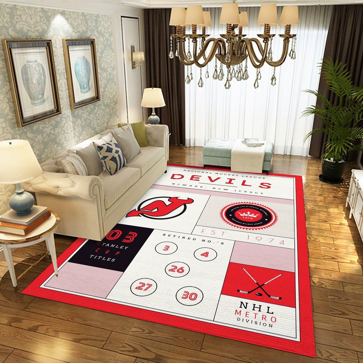 New Jersey Devils Nhl Us Type 7769 Rug Area Carpet Living Room Home Decor