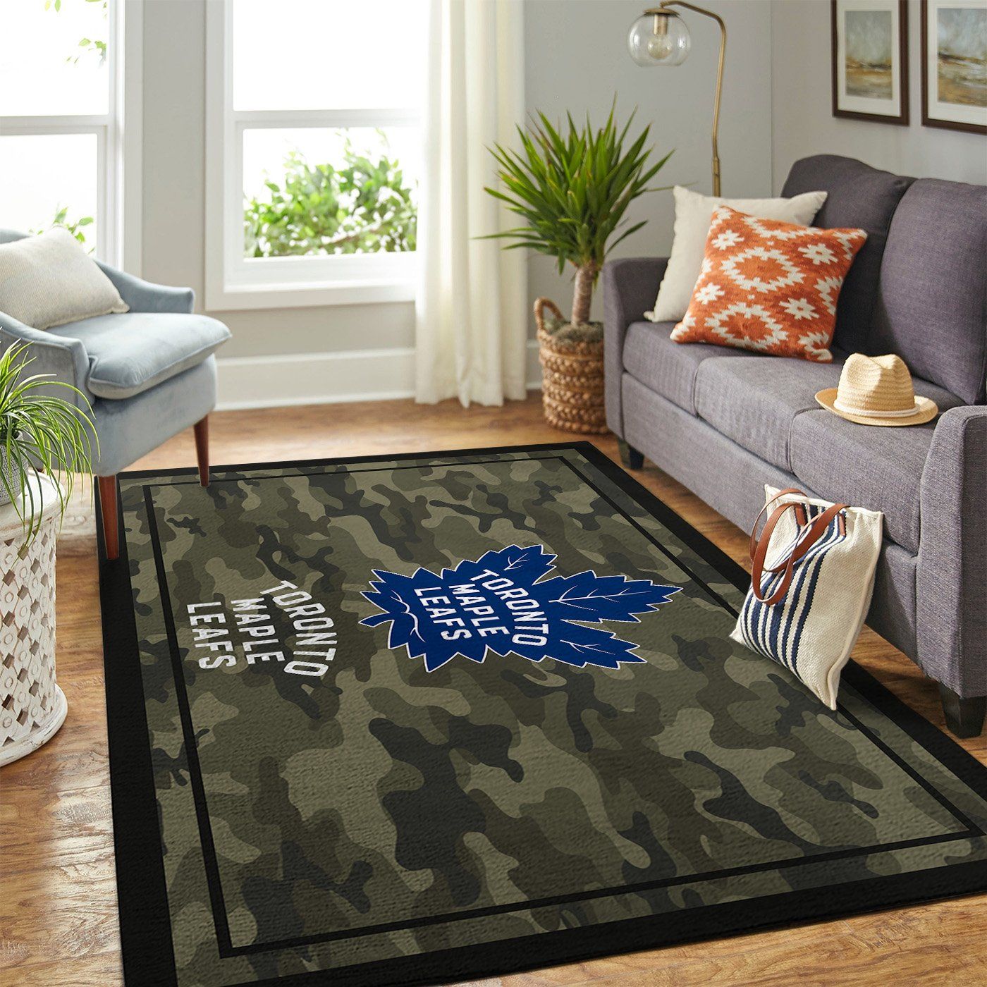 Toronto Maple Leafs Nhl Team Logo Camo Type 7805 Rug Living Room Area Carpet Home Decor