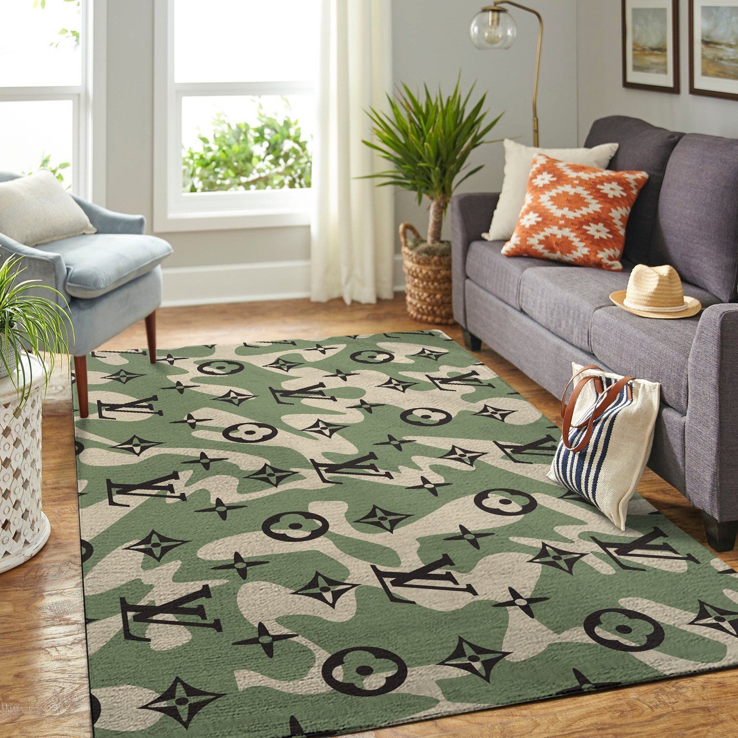 Louis Vuitton Area Luxury Fashion Brand Rug Area Carpet Home Decor Door Mat