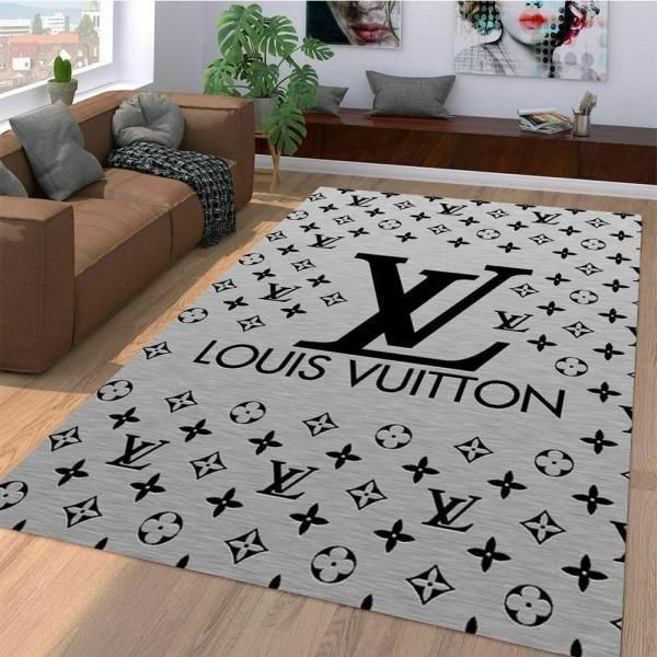 Monochrome Louis Vuitton Area The Luxury Fashion Brand Rug Door Mat Area Carpet Home Decor