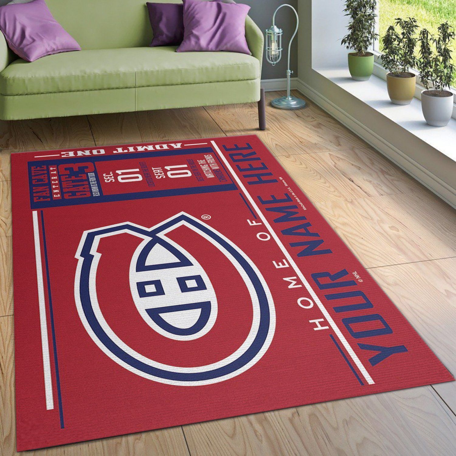 Customizable Montreal Canadiens Wincraft Personalized Nhl Type 7818 Rug Area Carpet Home Decor Living Room