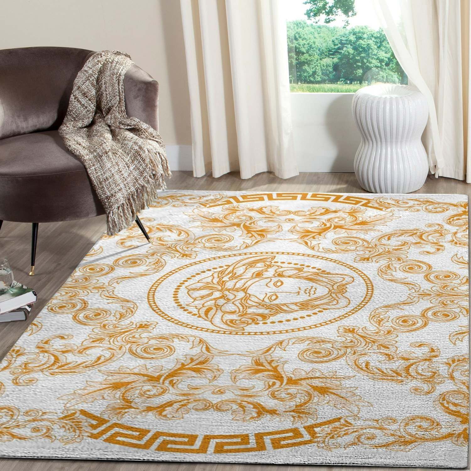 Versace Gold Area Christmas The Luxury Fashion Brand Rug Door Mat Home Decor Area Carpet