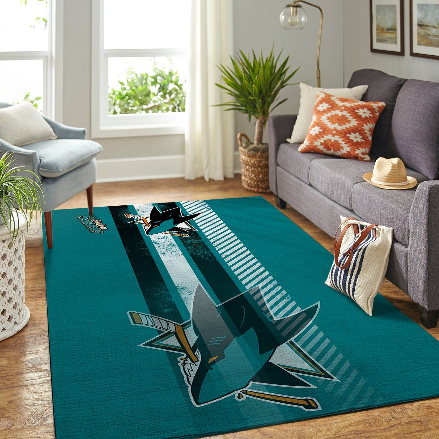 San Jose Sharks Nhl Team Logo Nice Type 7832 Rug Living Room Home Decor Area Carpet