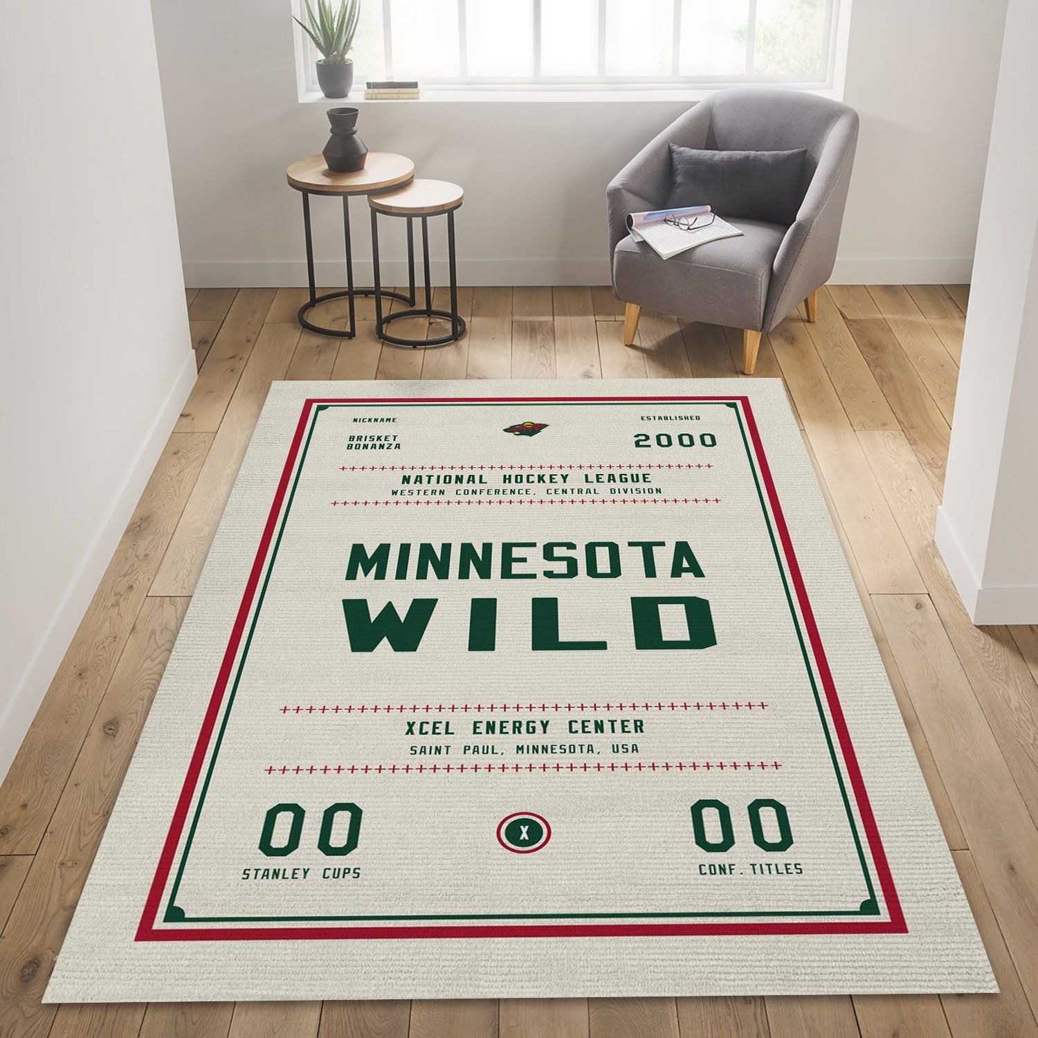 Minnesota Wild Nhl Art Nhl Type 7835 Rug Area Carpet Home Decor Living Room
