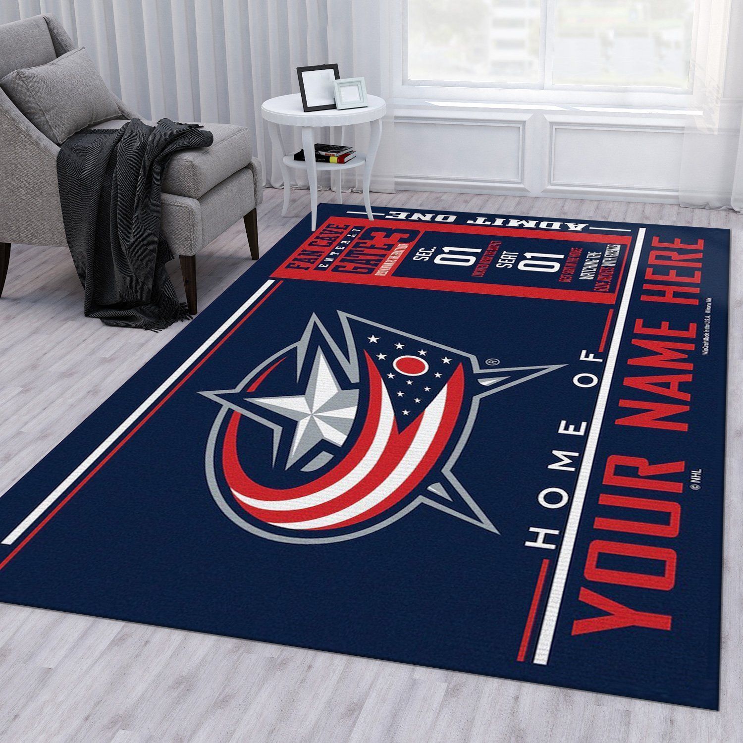 Customizable Columbus Blue Jackets Wincraft Personalized Nhl Type 7856 Rug Home Decor Area Carpet Living Room