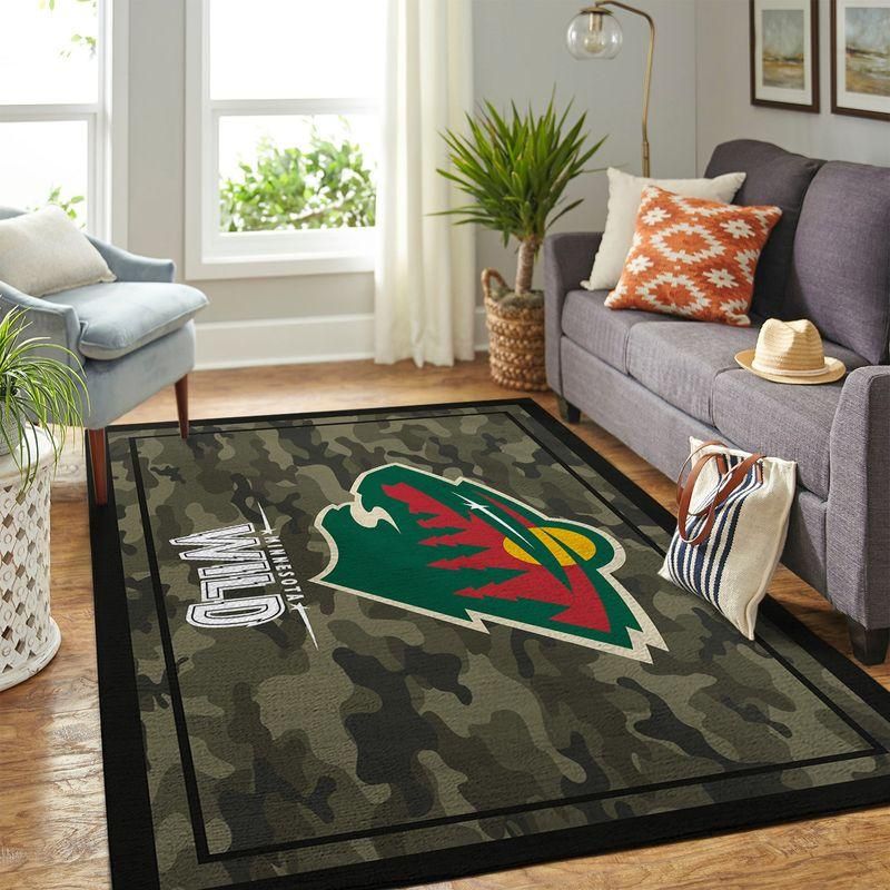 Minnesota Wild Nhl Team Logo Camo Style Custom Type 7866 Rug Living Room Home Decor Area Carpet