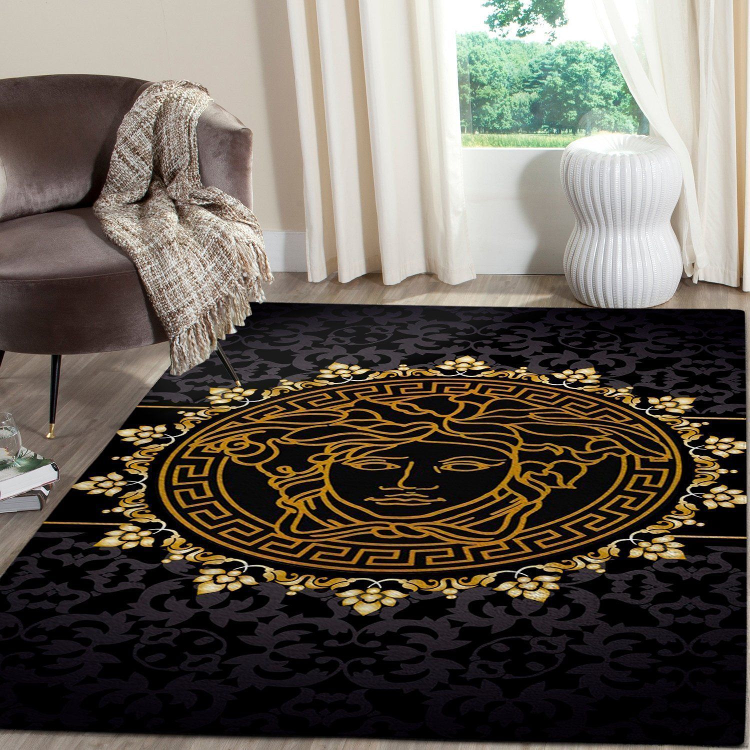 Versace Pattern Area Luxury Fashion Brand Rug Home Decor Area Carpet Door Mat
