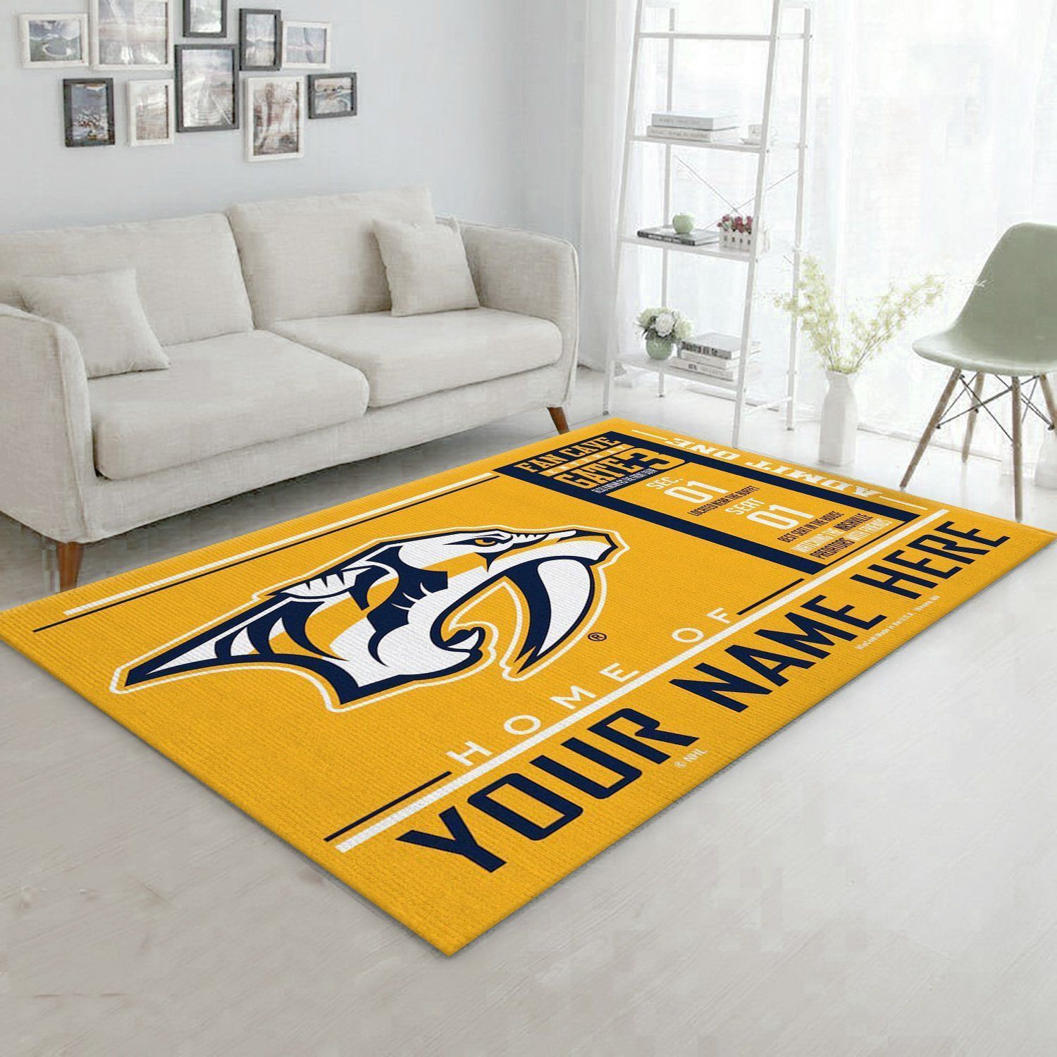Customizable Nashville Predators Wincraft Personalized Nhl Type 7884 Rug Living Room Area Carpet Home Decor