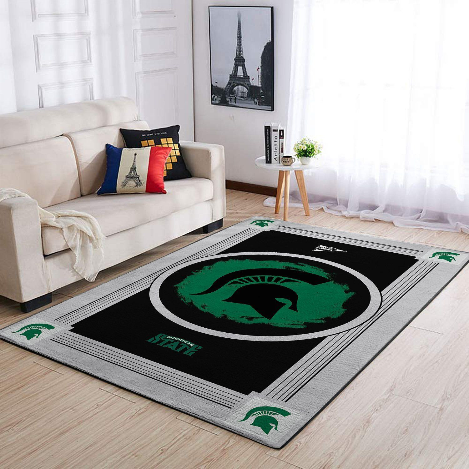Michigan State Spartans Ncaas Team Logo Type 7982 Rug Home Decor Living Room Area Carpet