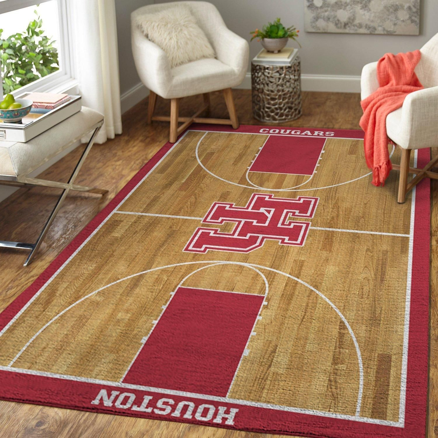 Houston Cougars Ncaa Basketball Custom Type 8026 Rug Home Decor Living Room Area Carpet