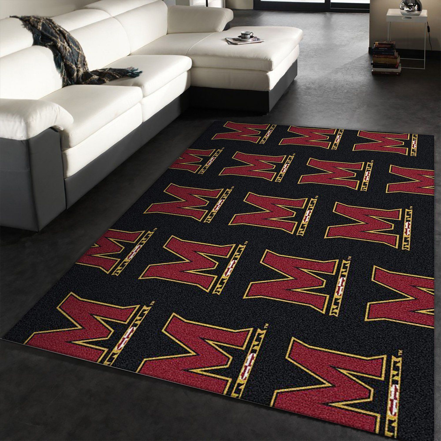 Maryland University Repeating Logo Ncaa Us Type 8348 Rug Home Decor Area Carpet Living Room
