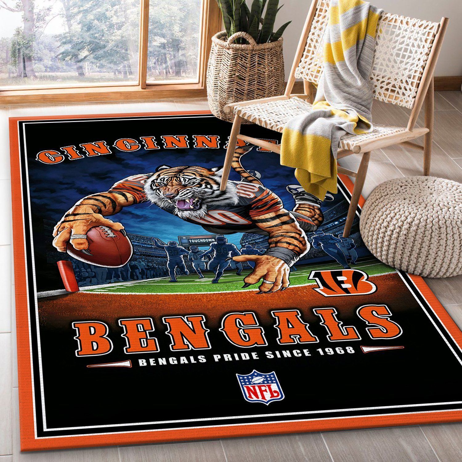 Cincinnati Bengals Ncaa Team Logos Type 8395 Rug Area Carpet Living Room Home Decor
