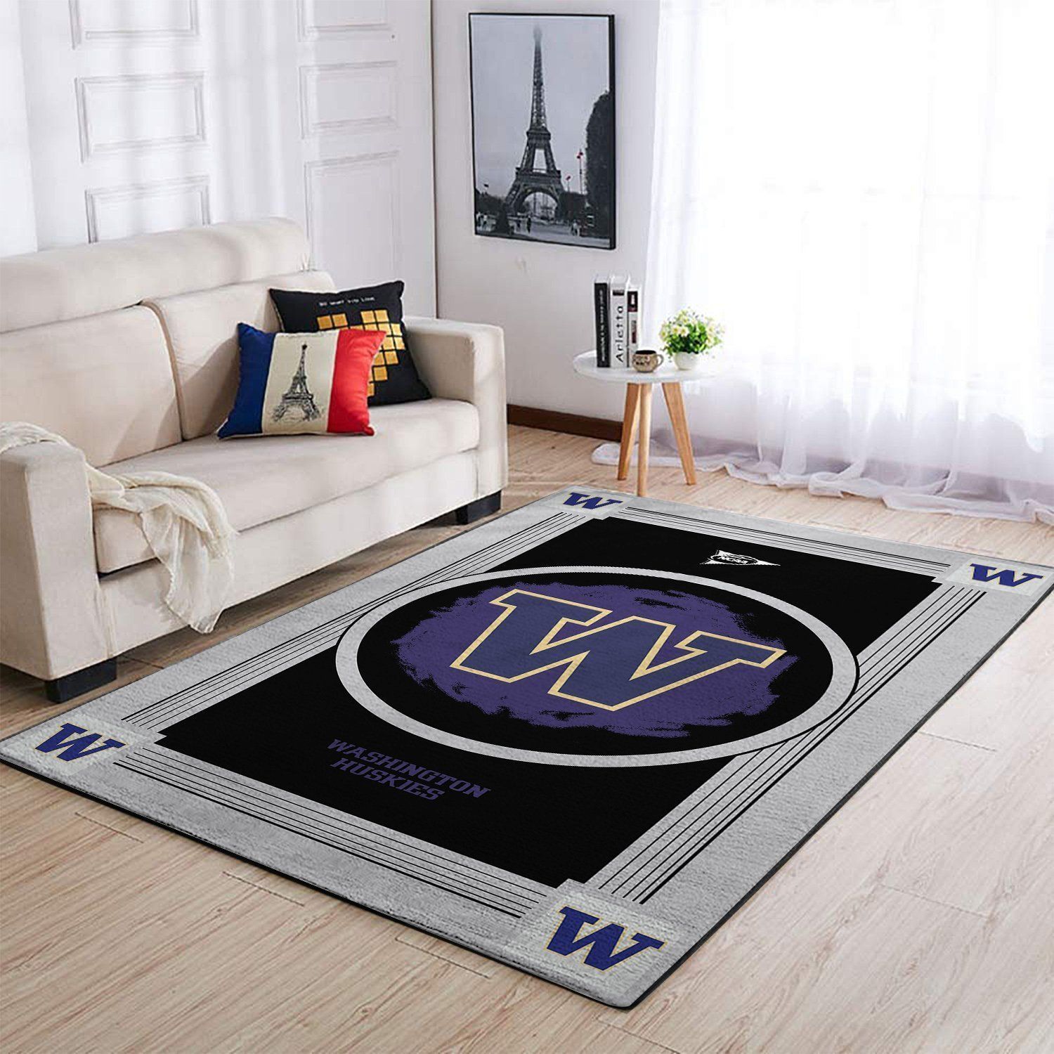 Washington Huskies Ncaa Team Logo Nice Type 8447 Rug Area Carpet Home Decor Living Room