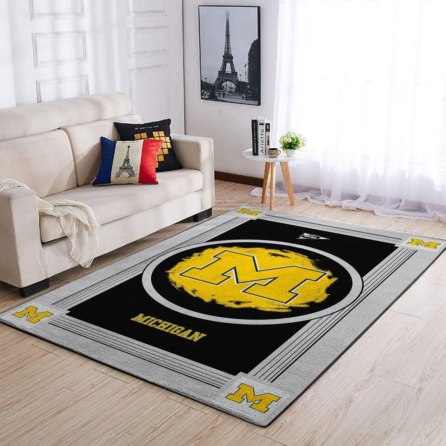 Michigan Wolverines Ncaa Team Logo Nice Type 8486 Rug Home Decor Living Room Area Carpet