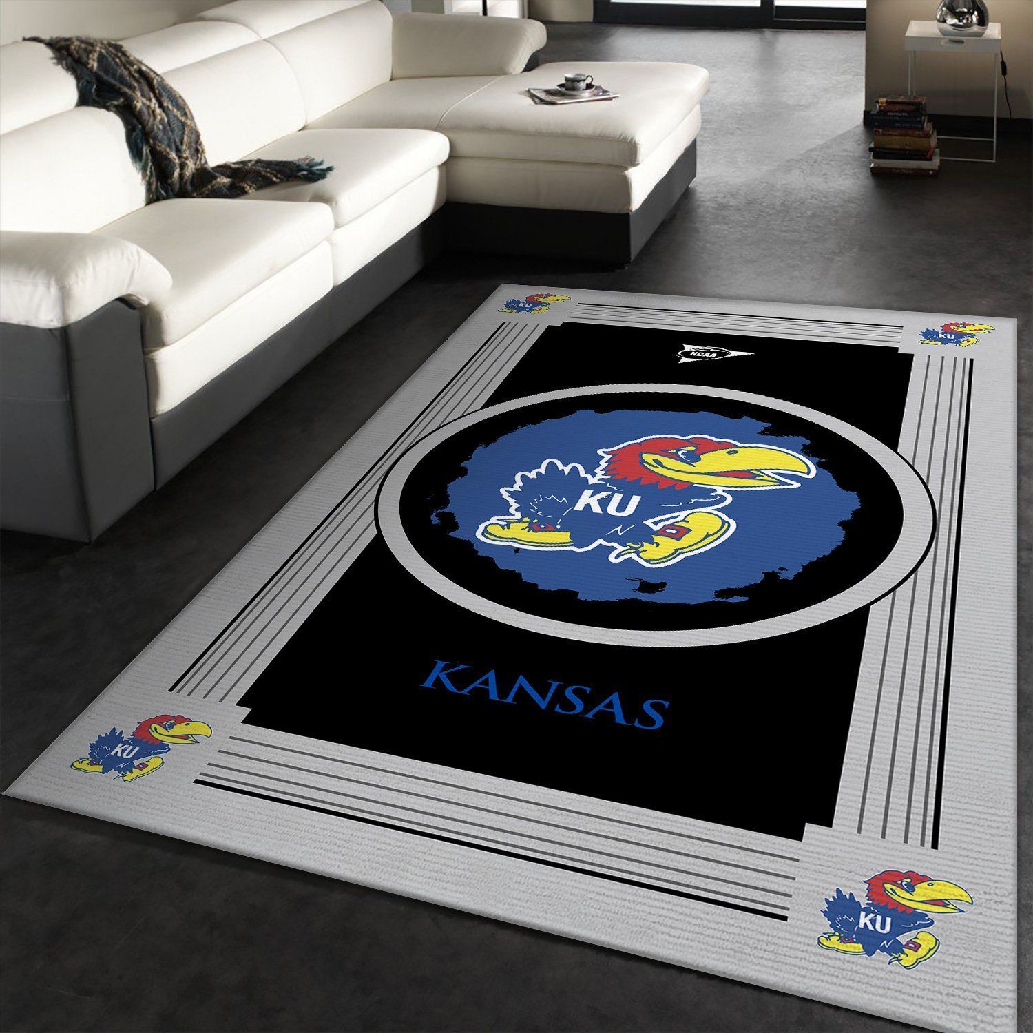 Kansas Jayhawks Ncaa Team Logo Nice Rerb Type 8533 Rug Living Room Home Decor Area Carpet