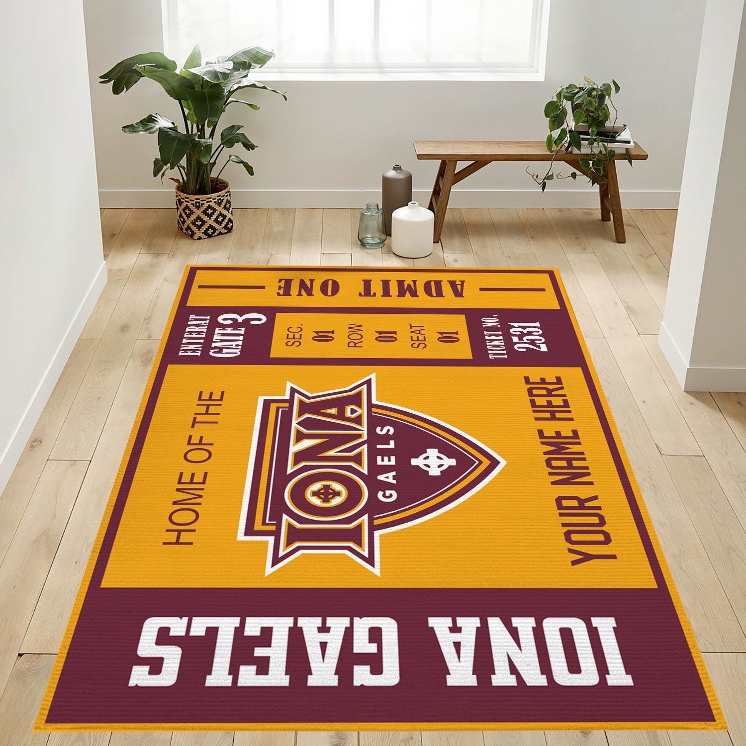 Iona Gaels Ncaa Customizable Us Type 8684 Rug Home Decor Living Room Area Carpet